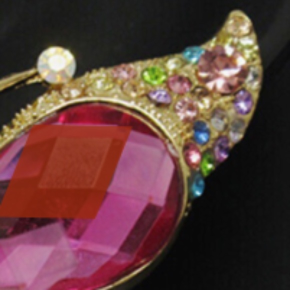 Purple Butterfly Necklace with Multicolor Tips -Crystals & Rhinestones Accents - Picture 6 of 6